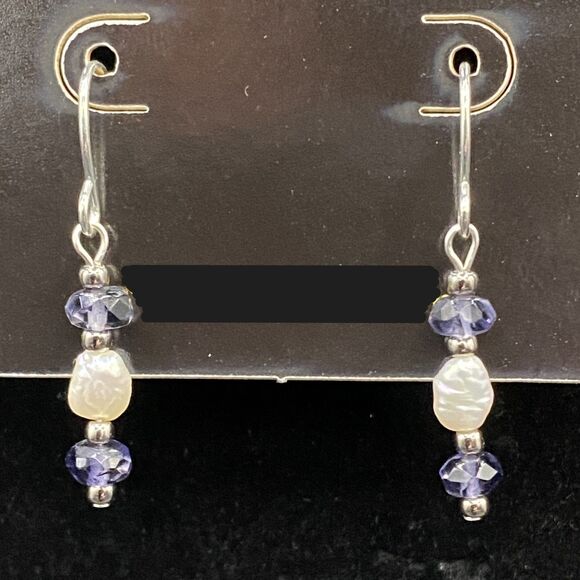 Baroque Pearl with Faceted Amethyst & Glass Bead Earrings by Neanie-Bot - Picture 1 of 1